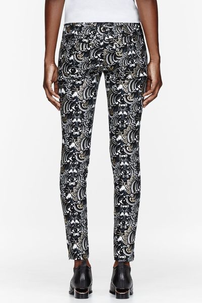 Kenzo Black and Gold Temple Eye Print Jeans in Black | Lyst