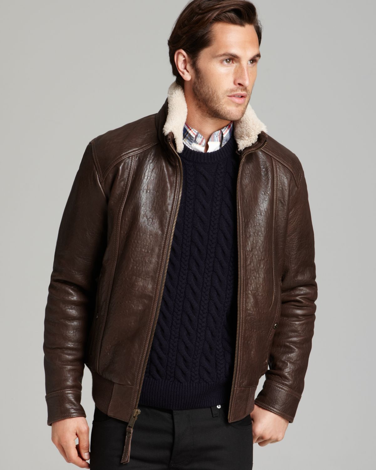 Lyst Marc New York Norton Aviator Leather Er Jacket In Brown Gallery