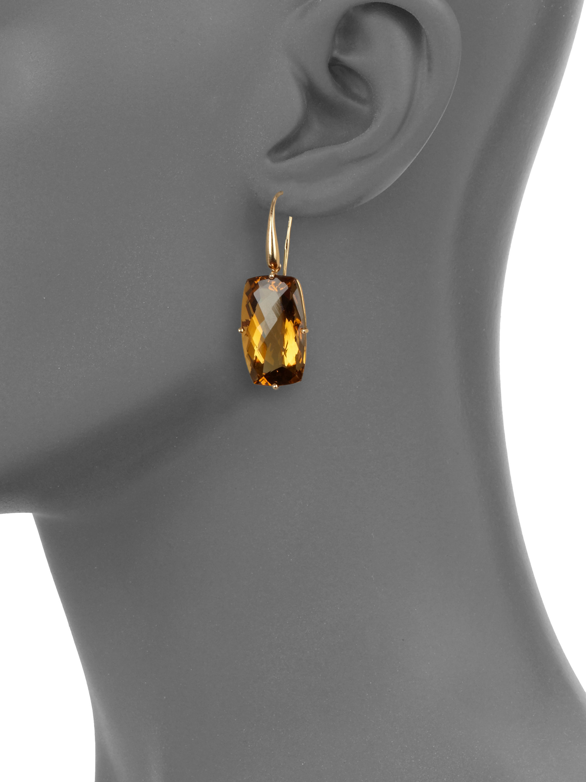 Lyst Roberto Coin Citrine 18k Gold Drop Earrings In Metallic Gallery