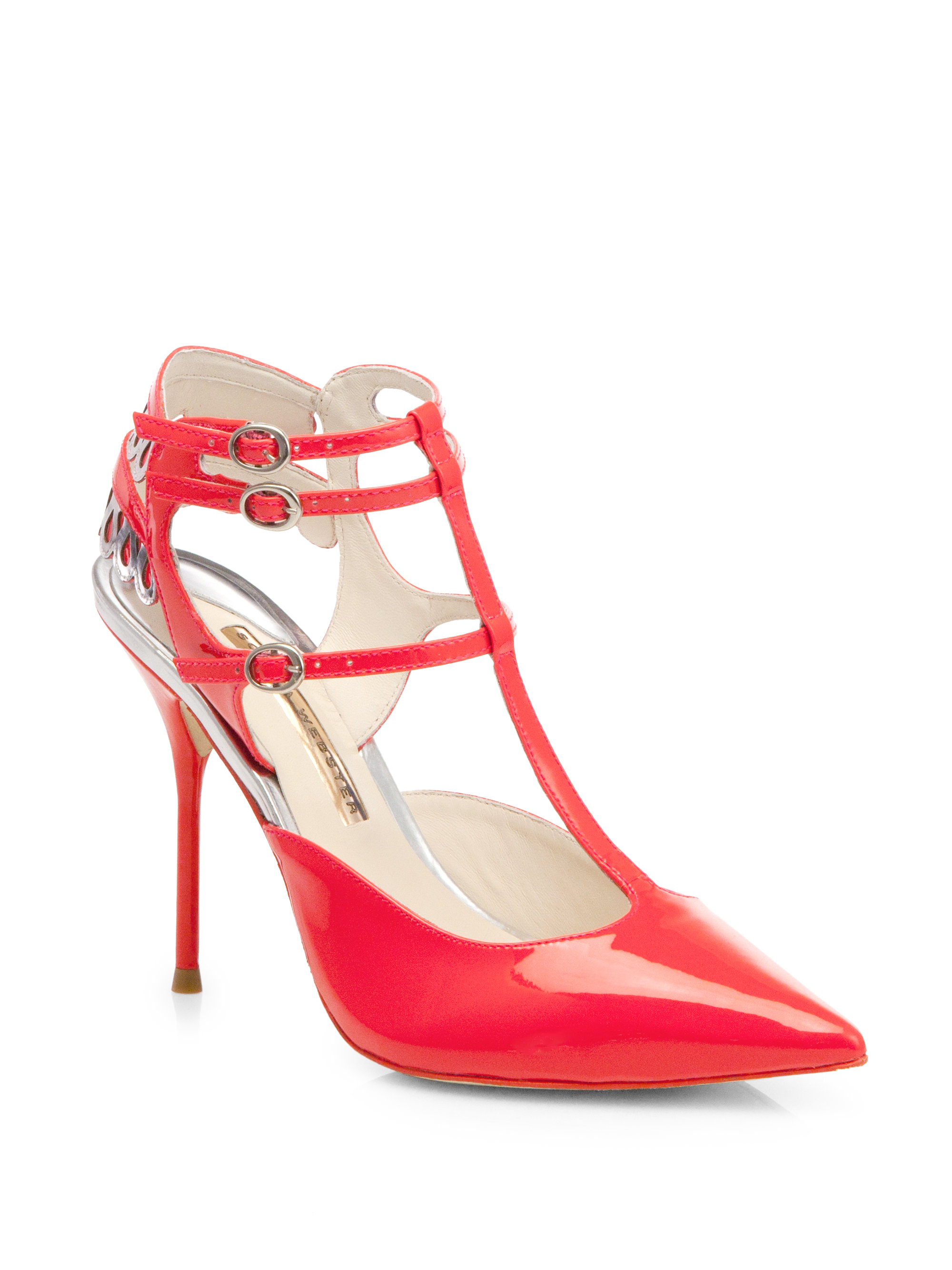 Sophia Webster Portia Tstrap Patent Leather Pumps in Red (PINK) | Lyst