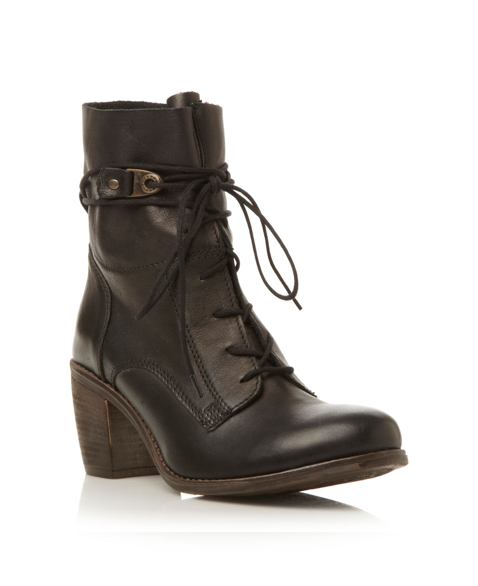 Steve Madden Rambow Heeled Calf Lace Up Boots in Brown (Black Leather ...