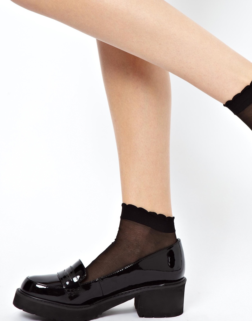 Asos Asos Sheer Frill Ankle Socks in Black Lyst