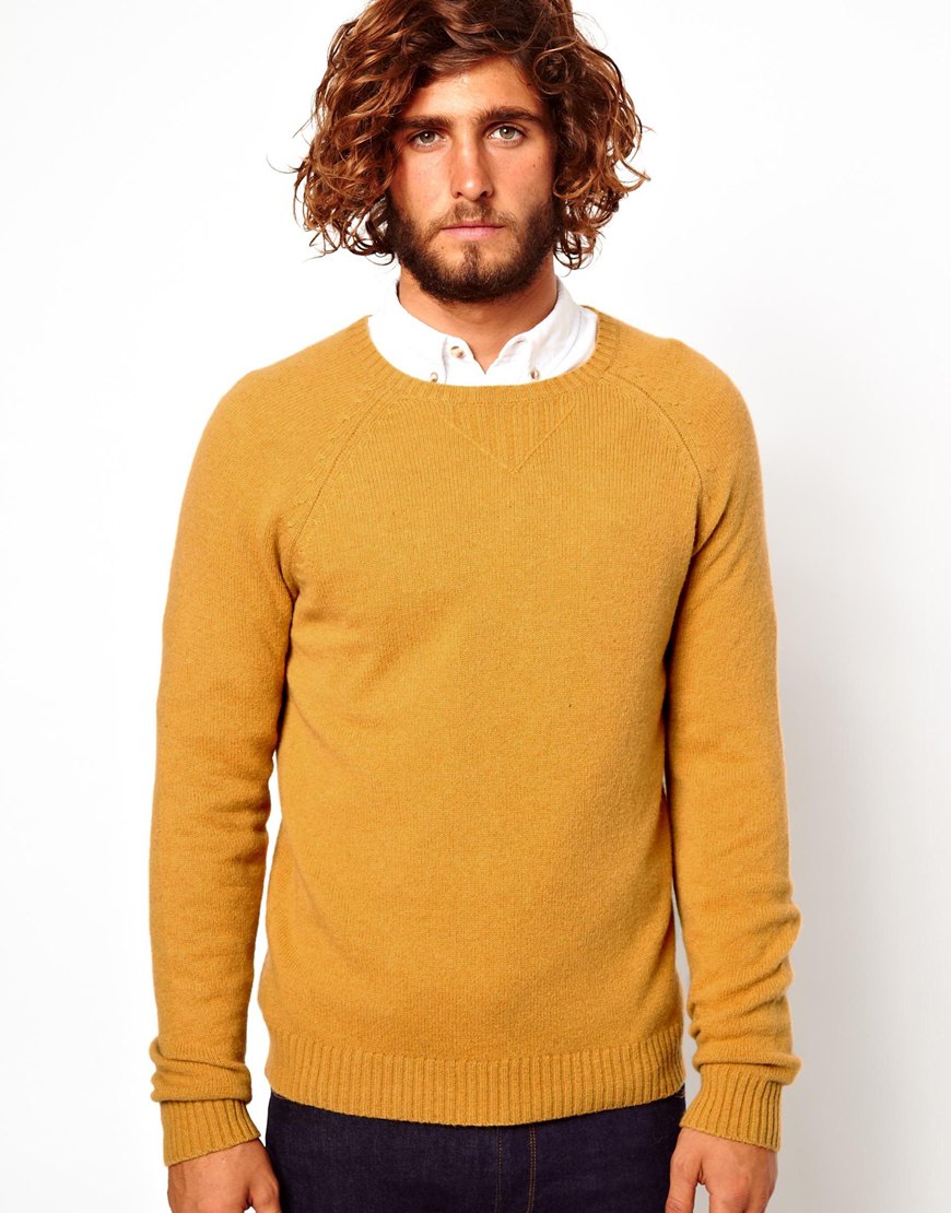 Penfield Asos Lambswool Rich Sweater in Yellow for Men (Mustard) | Lyst