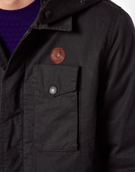 Fred Perry Hooded Field Jacket in Black for Men (Grey) | Lyst