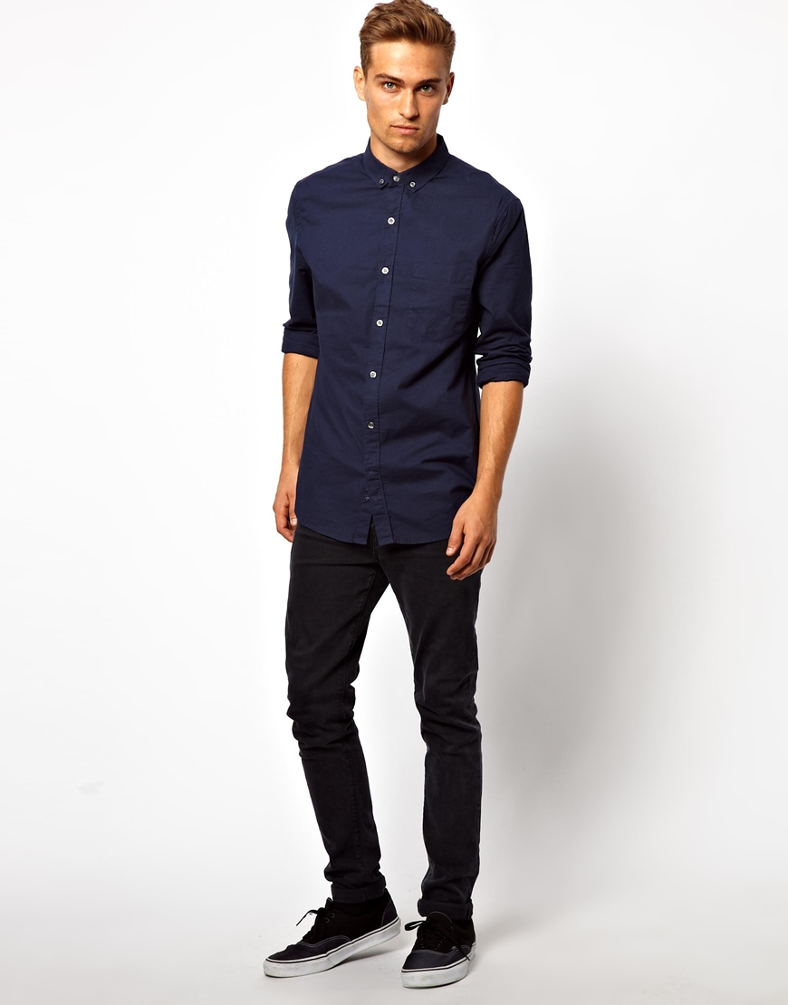 Lyst - French connection Shirt Plain Flannel in Blue for Men