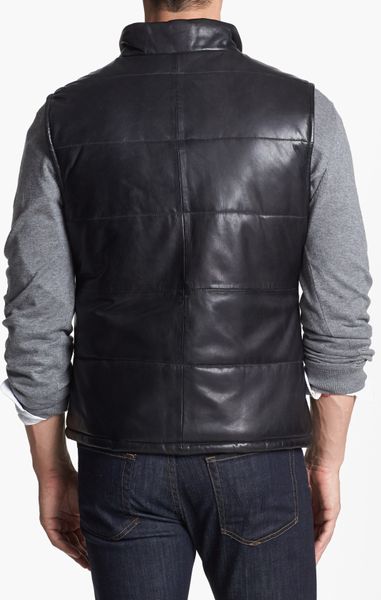 La Marque Leather Puffer Vest in Black for Men | Lyst