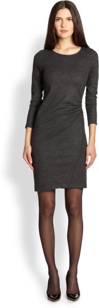 Theory Jinsel Victorious Wool Ruchedwaist Dress in Gray (DARK CHARCOAL ...