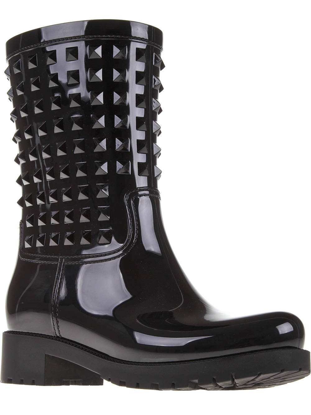 Valentino Studded Rain Boot in Black | Lyst