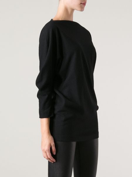 Calvin Klein Slash Neck Top in Black | Lyst