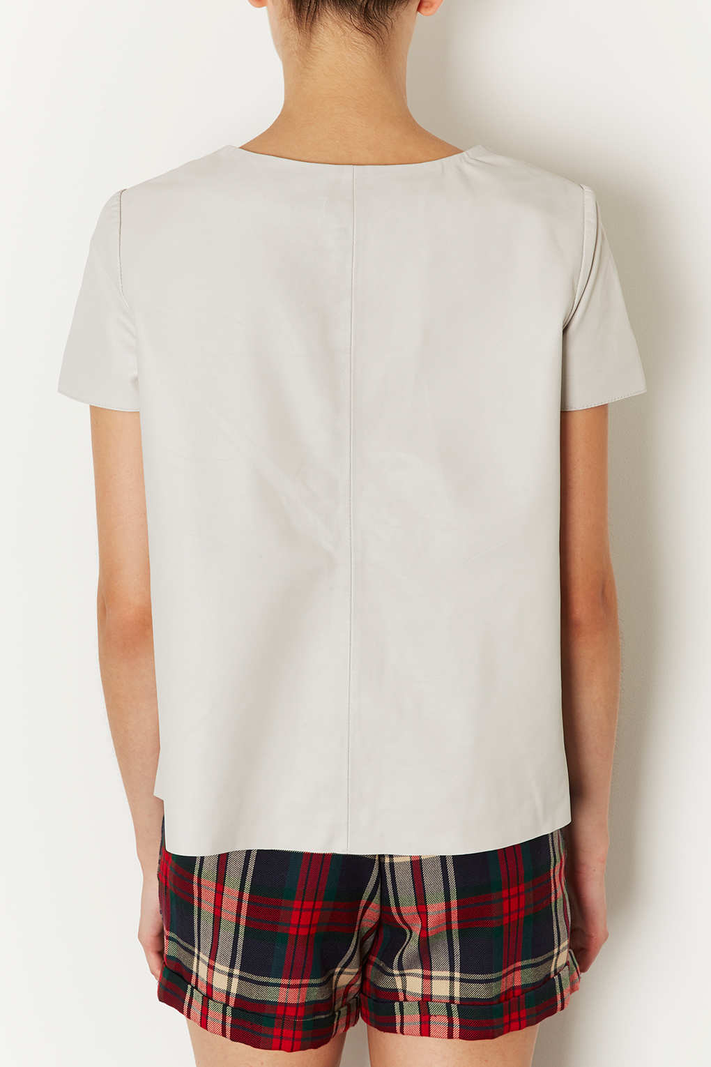 Lyst Off White Leather TShirt in White