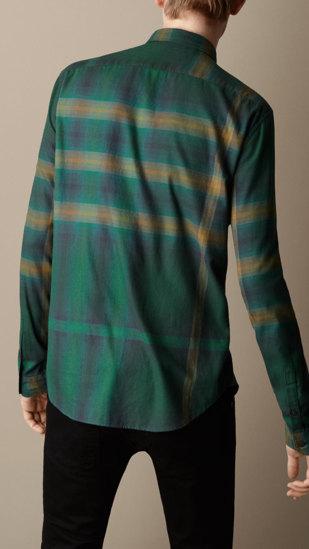 Lyst - Burberry Ombre Check Cotton Shirt in Green for Men