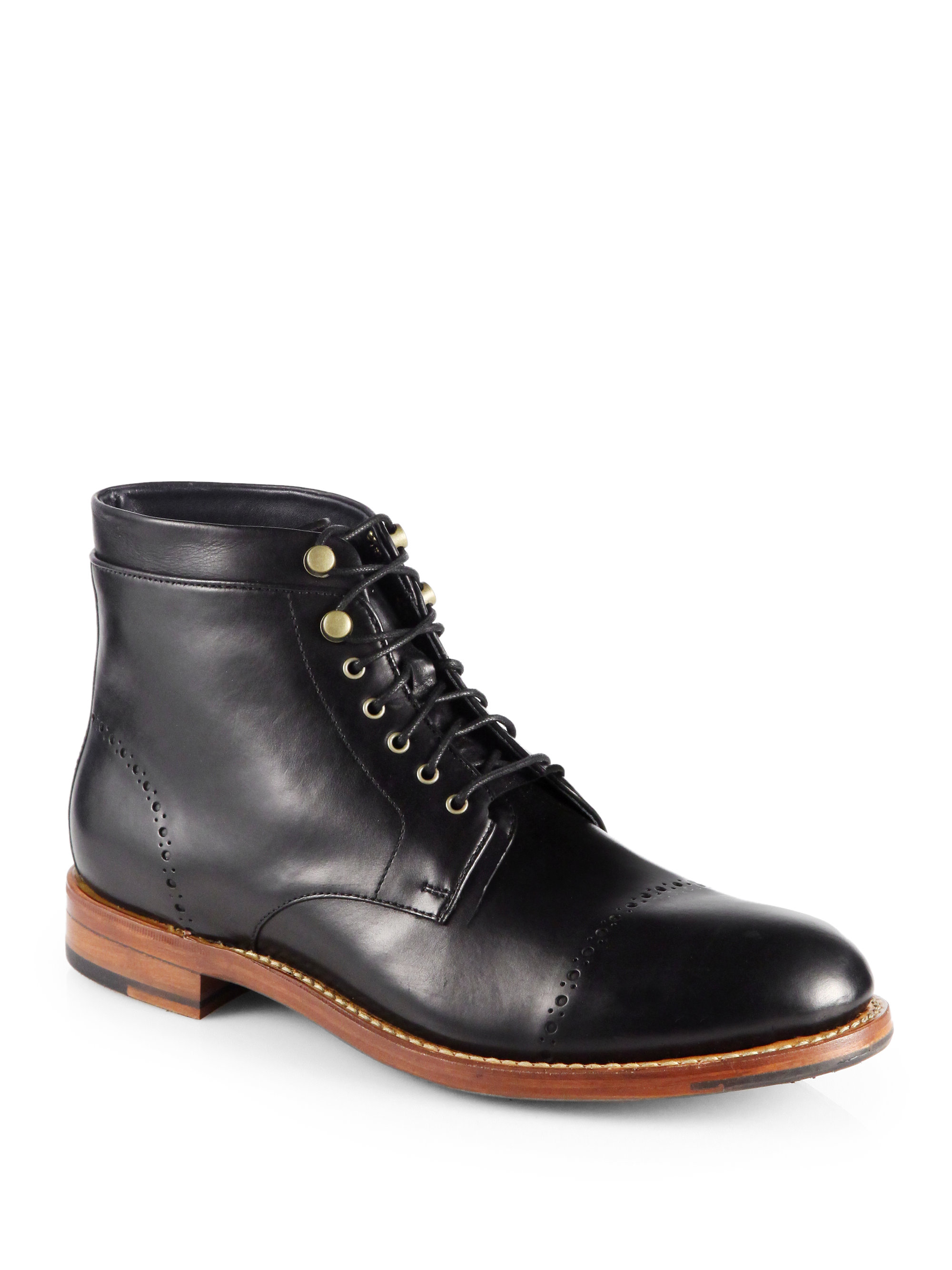 Cole haan Martin Laceup Boots in Black for Men | Lyst