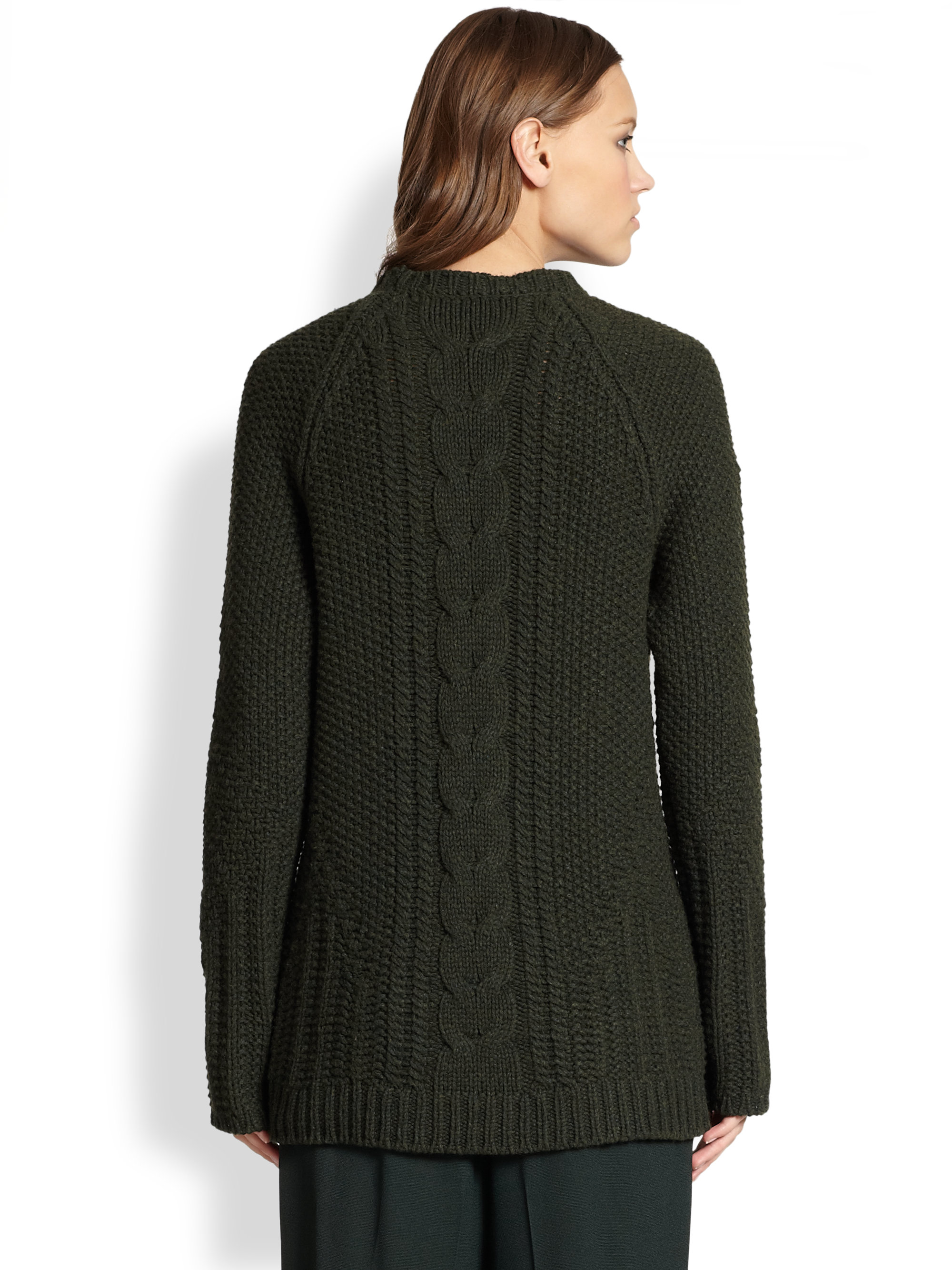 The row Tesia Cable Knit Merino Wool Cashmere Sweater in Green | Lyst