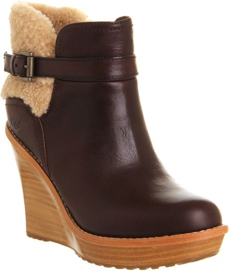 Ugg Anais Wedge Ankle Boot in Red (mahogany) | Lyst