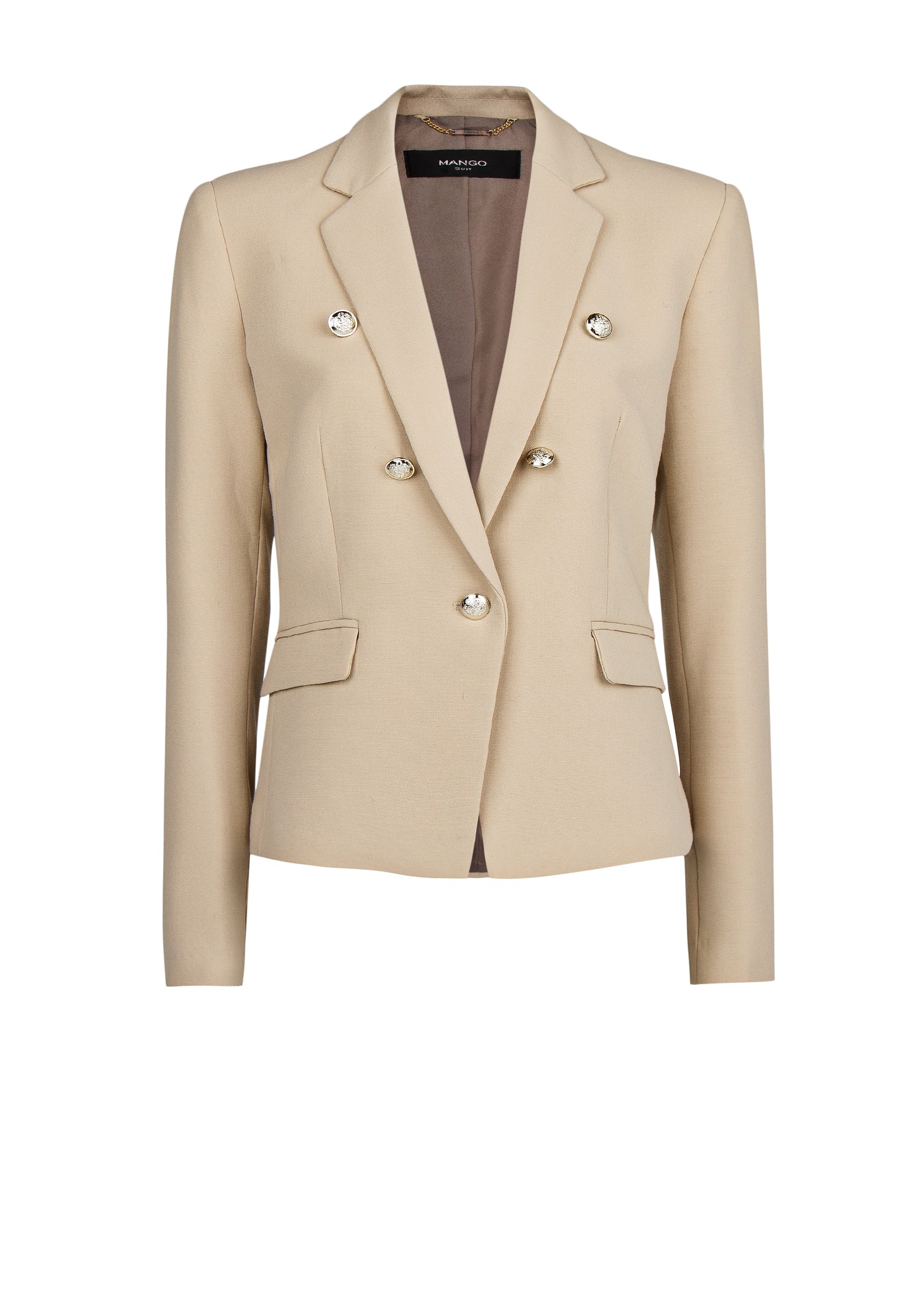 Lyst - Mango Emblem Button Blazer in Natural