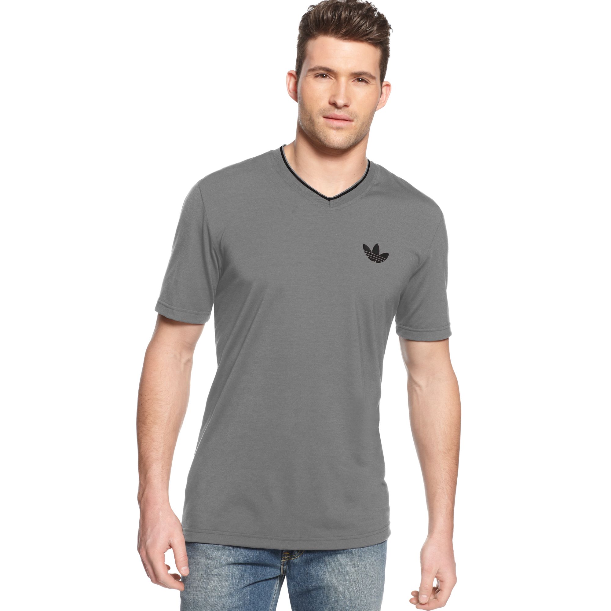 Lyst Adidas  Originals Ultimate V  Neck  Tshirt in Gray for Men