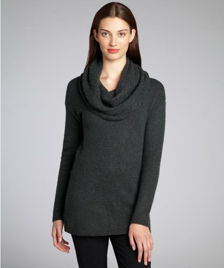 Autumn Cashmere Cypress Green Cashmere Cable Knit Cowl Neck Sweater in ...
