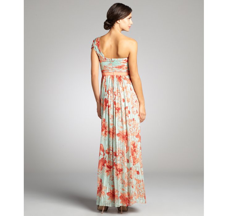 Lyst - Bcbgmaxazria Printed Silk Inga One Shoulder Maxi Dress