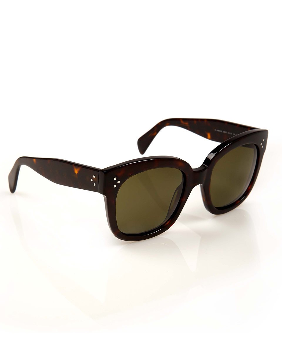 Céline Tortoiseshell Audrey Square Frame Sunglasses in ...