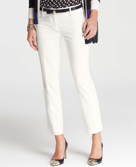 Ann Taylor Crepe Ankle Pants in White (Winter White) | Lyst