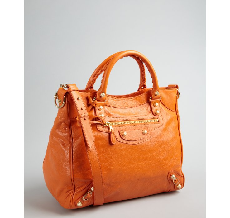 Balenciaga Orange Leather Giant 12 Convertible Tote in Orange | Lyst