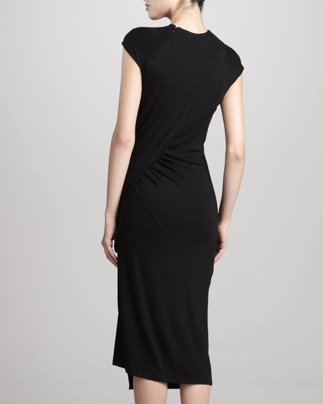 Donna Karan New York Capsleeve Jersey Dress in Black | Lyst