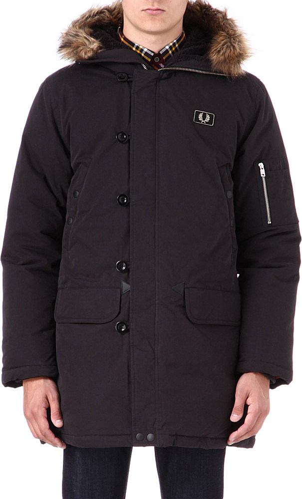 Fred Perry Down Snorkel Parka Jacket in Black for Men | Lyst