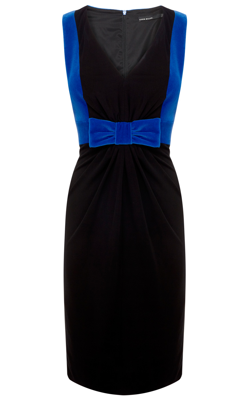 Karen Millen Black Faux Leather and Jersey Pencil Dress Lyst