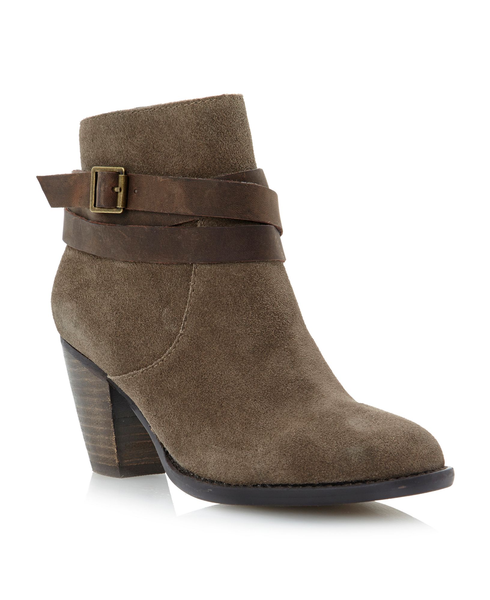 Steve Madden Morrgan Buckle Strap Ankle Boots in Gray (Grey) | Lyst