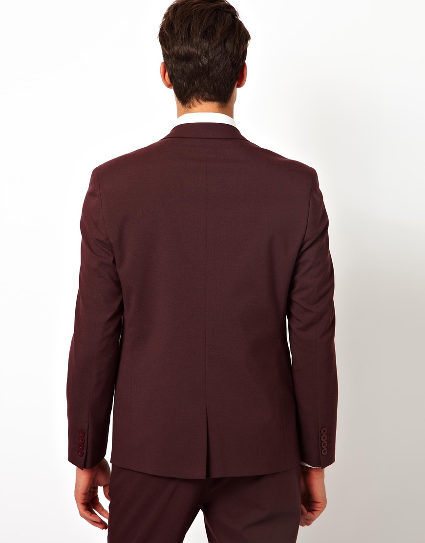 Asos Skinny Suit Jacket In Burgundy in Purple for Men | Lyst