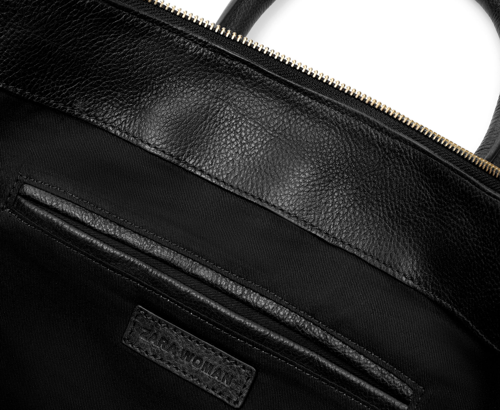 Zara Leather City Bag with Pocket and Zips in Black | Lyst