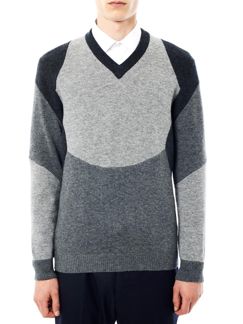 Alexander mcqueen Patchwork Knit Sweater in Gray for Men (grey) | Lyst