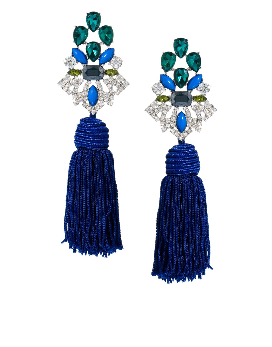 Lyst Asos Premium Jewel Tassel Earrings