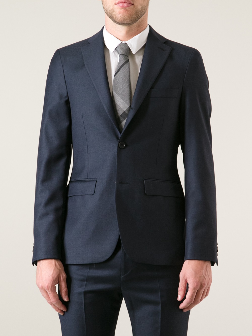 burberry tie with grey suit