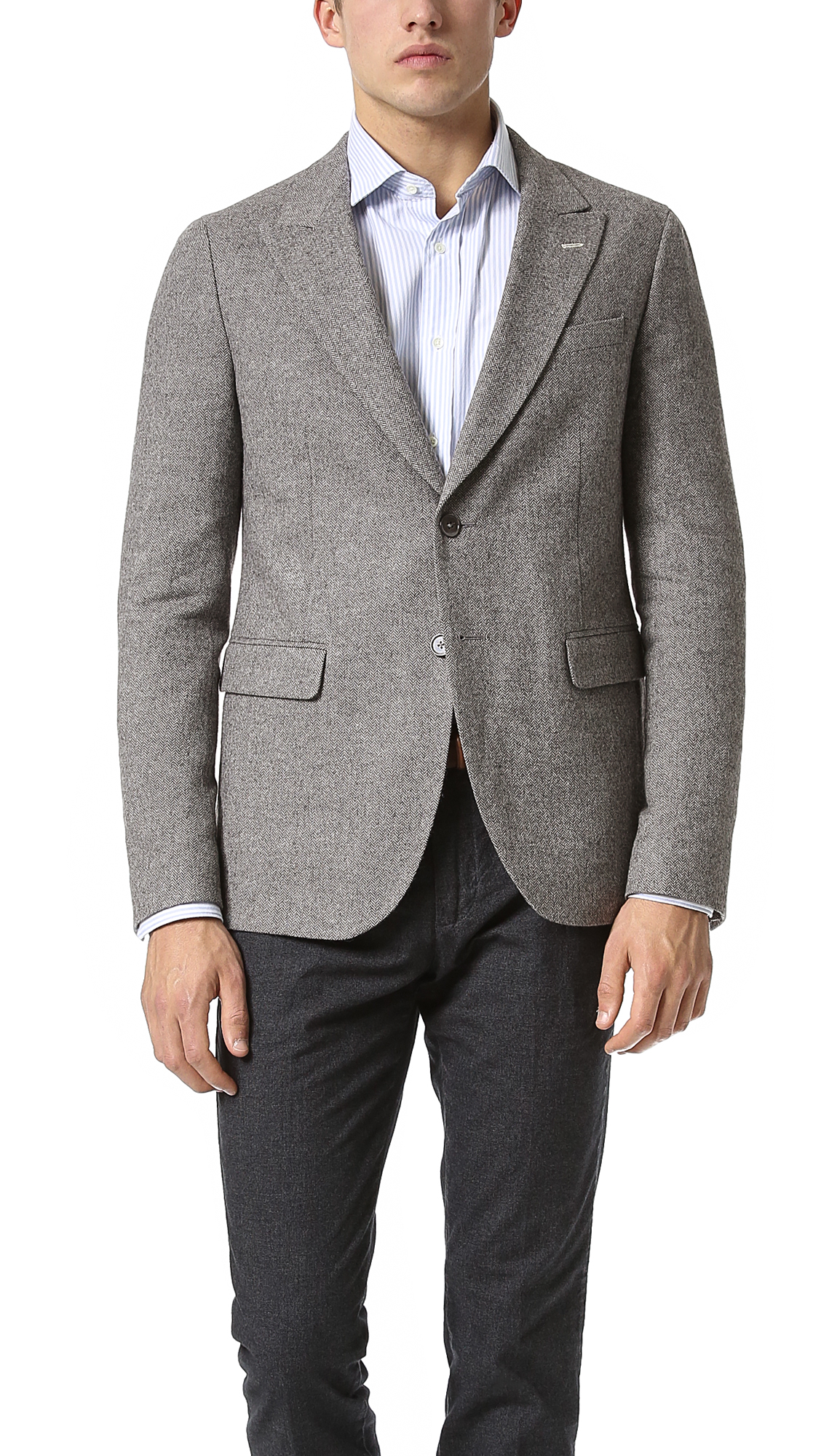 Lyst - Gant rugger Herringbone Peak Lapel Blazer in Gray for Men