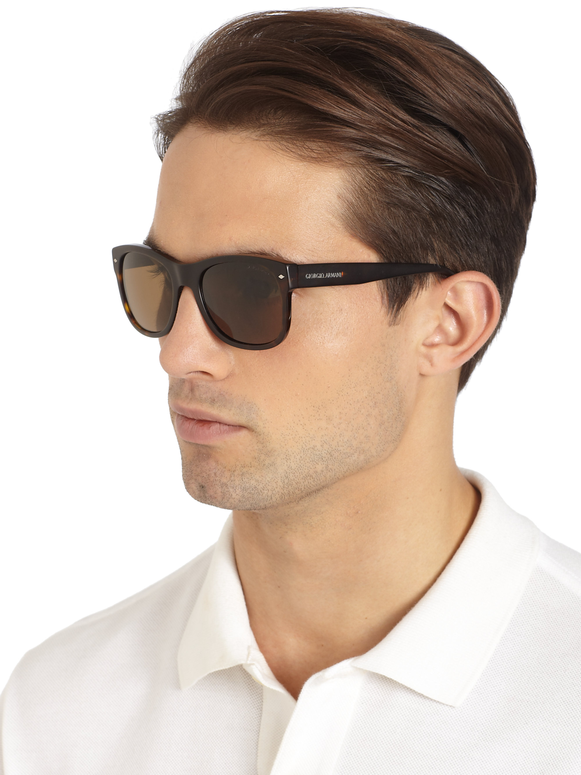 Giorgio armani Square Acetate Sunglasses in Brown for Men | Lyst