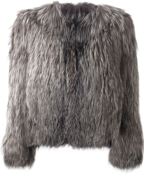 Isabel Marant Fox Fur Jacket in Gray (grey) | Lyst