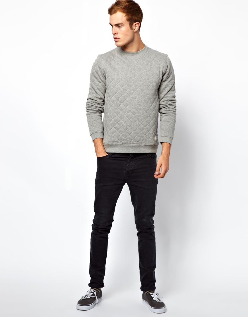 Lyst - Mouille' Jack Jones Quilted Sweatshirt in Gray for Men
