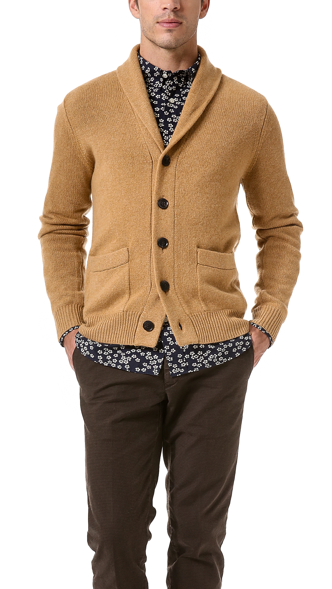 Lad Sam 5gg Shawl Button Cardigan in Brown for Men | Lyst