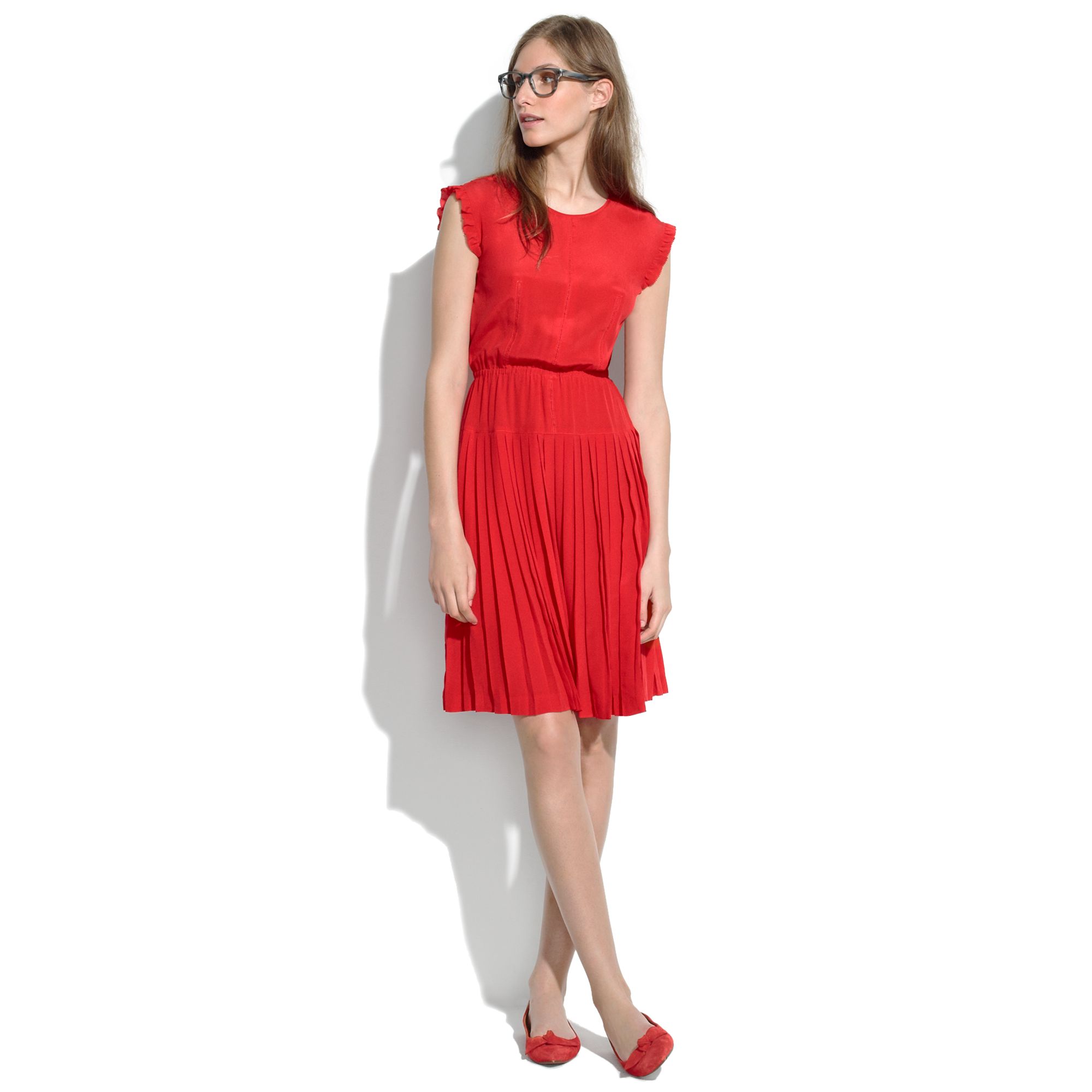 Madewell Silk Droppleat Dress in Red Lyst