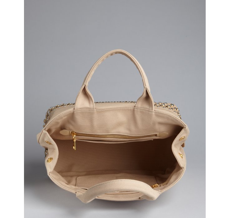 Prada Rope Canvas Jeweled Base Top Handle Bag in Beige (silver) | Lyst  