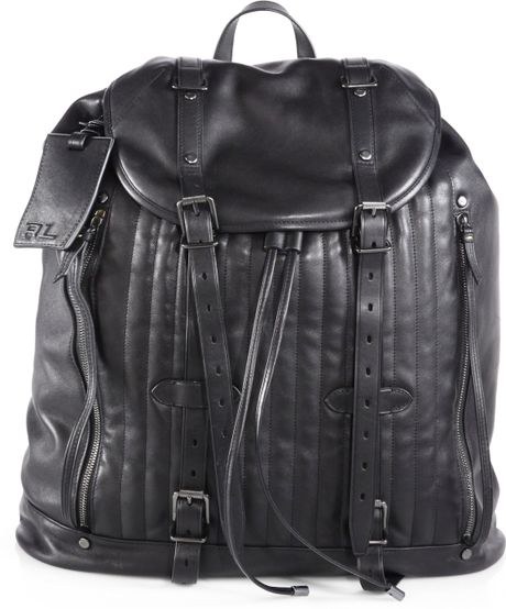 Ralph Lauren Quilted Leather Backpack in Black for Men | Lyst