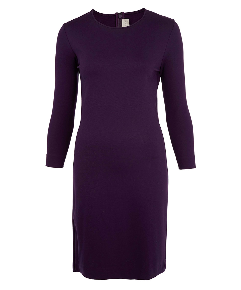 Stella Mccartney Dark Purple Fluted Long Sleeve Dress in Purple | Lyst