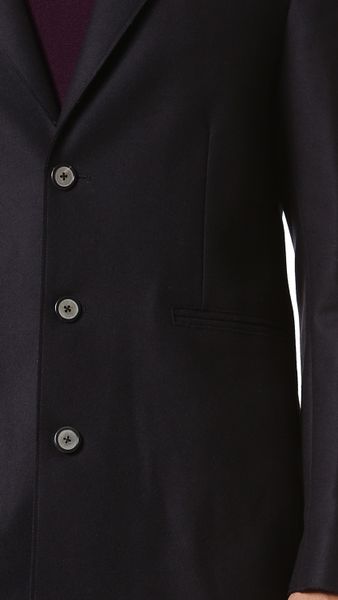 Vince Raw Edge Detail Wool Coat in Black for Men | Lyst