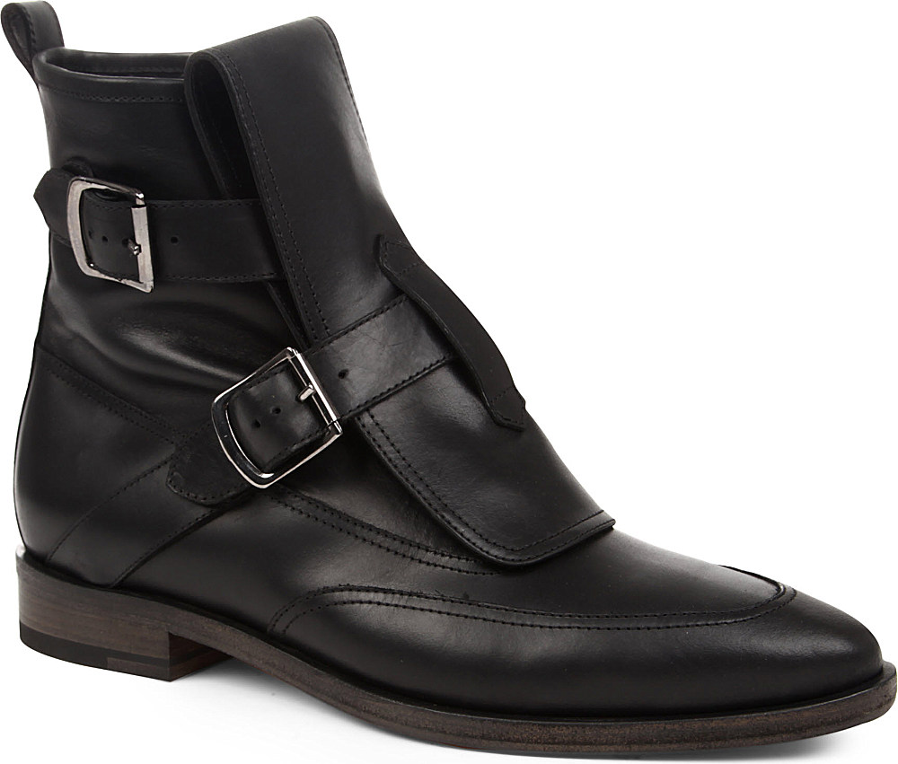 Vivienne Westwood Leather Strap Boots in Black | Lyst