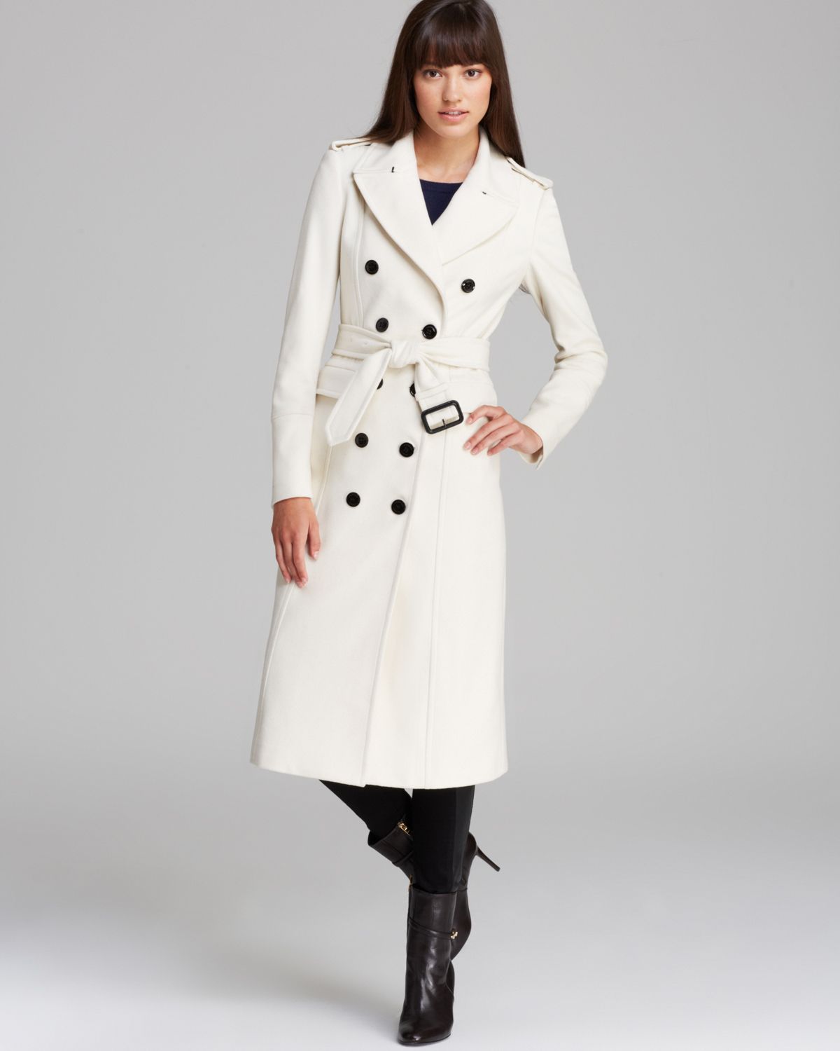 Burberry Coat Military Wool Cashmere in White - Lyst