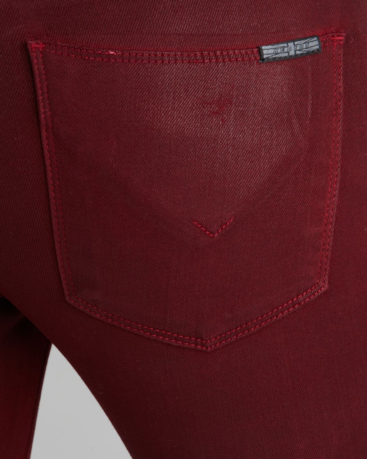 Lyst Hudson Jeans Jeans Stark Moto Super Skinny in Crimson Wax in Red