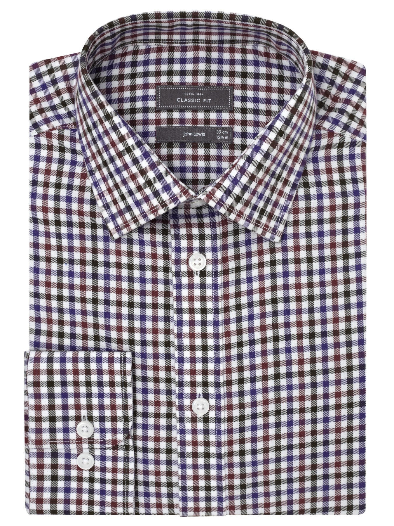 John Lewis Brushed Cotton Gingham Check Long Sleeve Shirt in Purple for ...