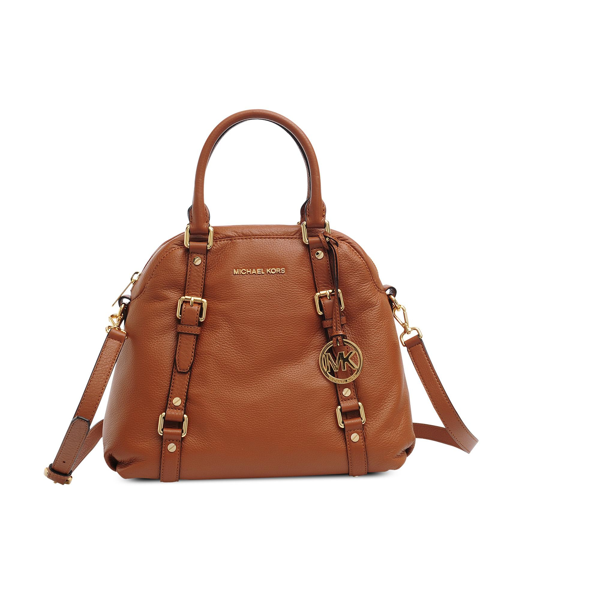 Michael Kors Bedford Dome Leather Satchel in Brown | Lyst