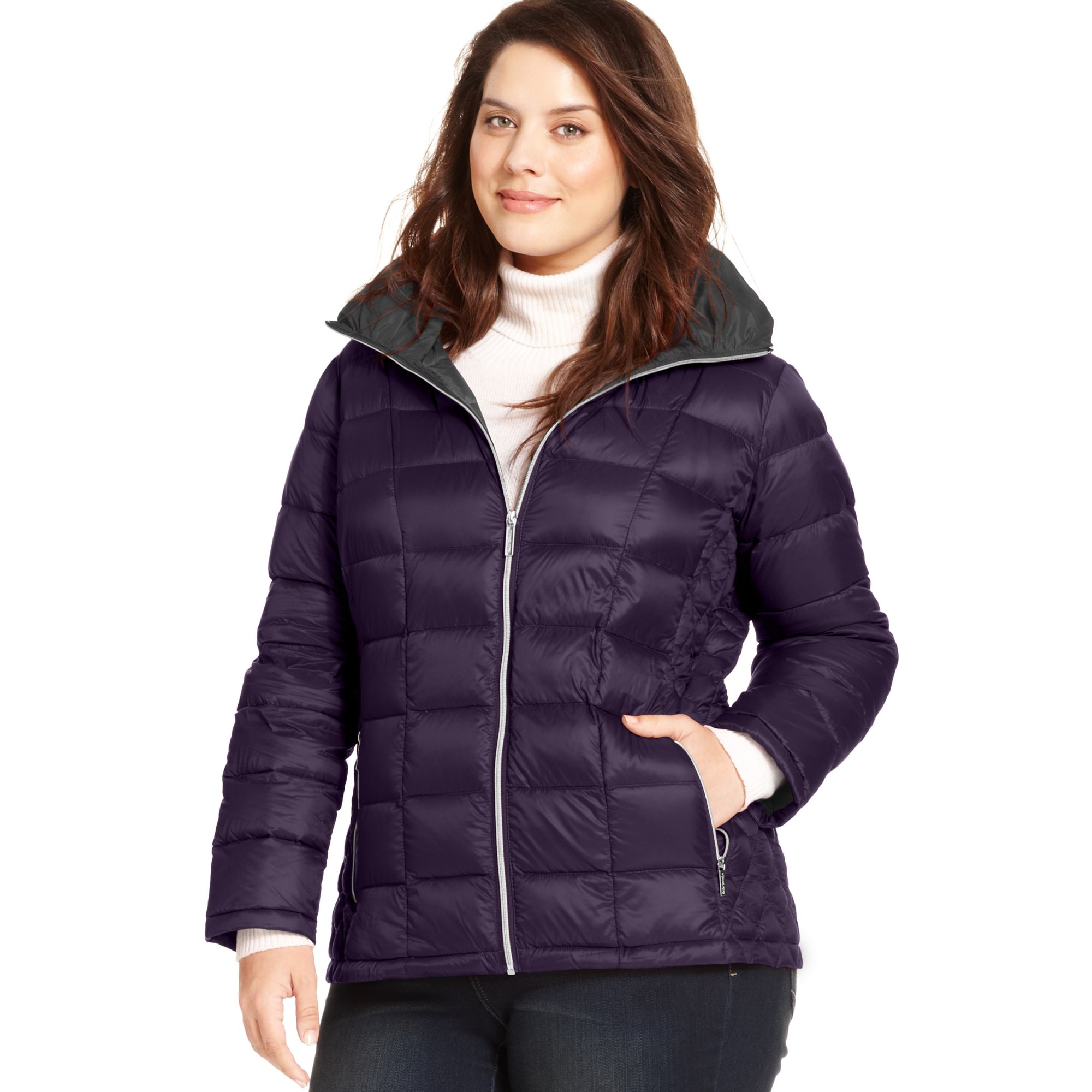 Michael Kors Hooded Quilted Down Packable Puffer in Purple (Purple ...